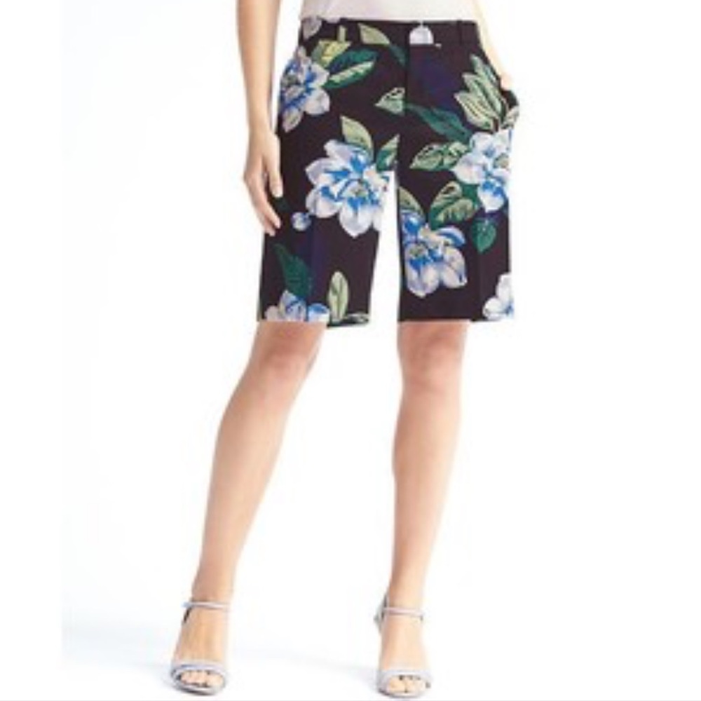 Banana Republic Navy Floral Bermuda Shorts